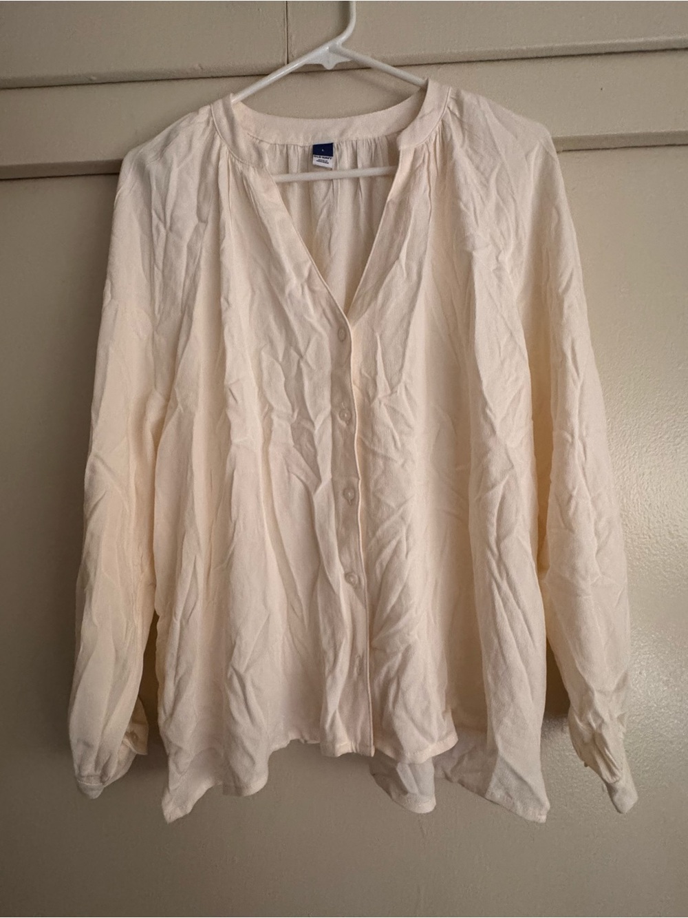 Old Navy Cream Button-Front Women's Blouse